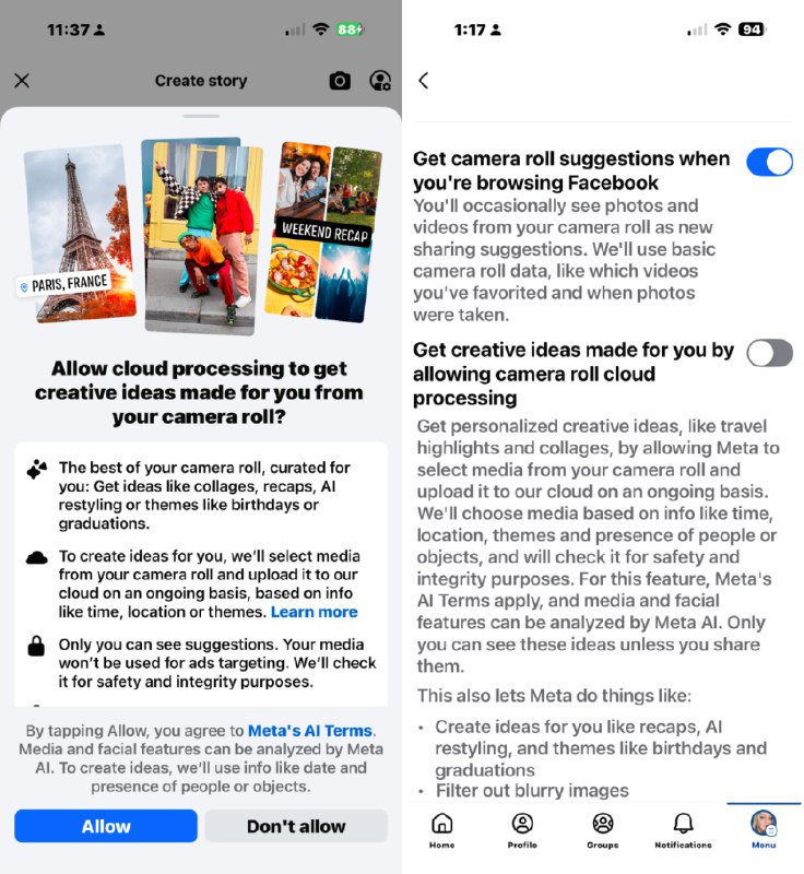 Facebook要求用户授予访问整个相册权限 即便照片没发布也会被用于训练AI – 蓝点网