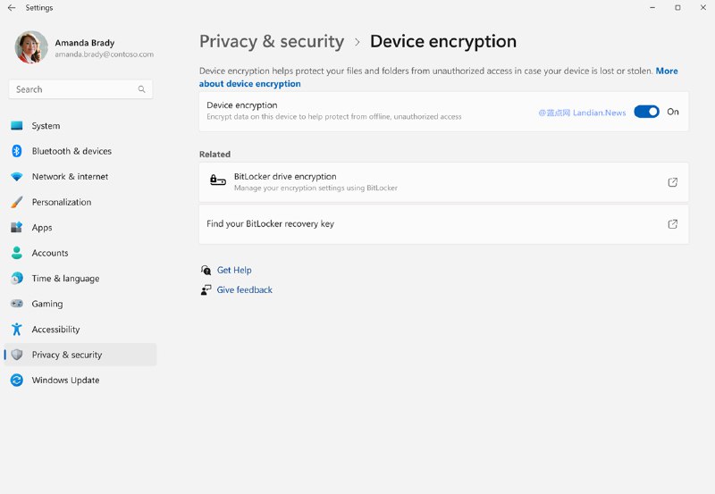 微软确认Windows 11 24H2版将默认启用BitLocker设备加密功能提高安全性 – 蓝点网