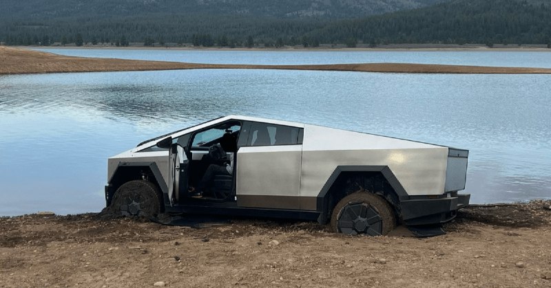 Tesla Cybertruck owner gets stuck after believing Elon Musk's 'river crossing' claim