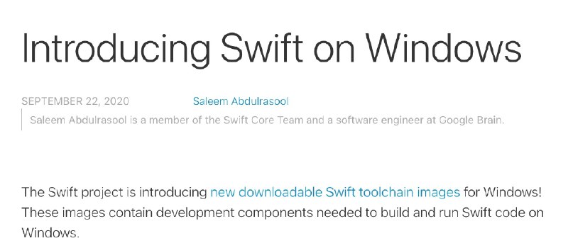 Apple程式語言Swift開始支援Windows