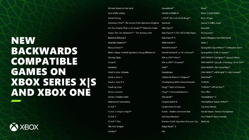 70余款经典游戏加入Xbox向下兼容阵容