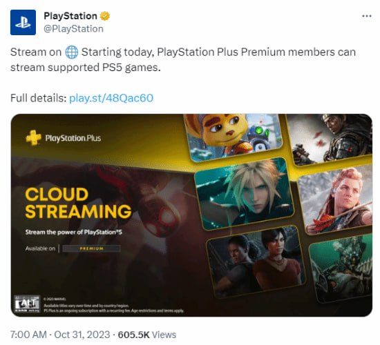 PS5云游戏正式上线：仅限PS三档会员