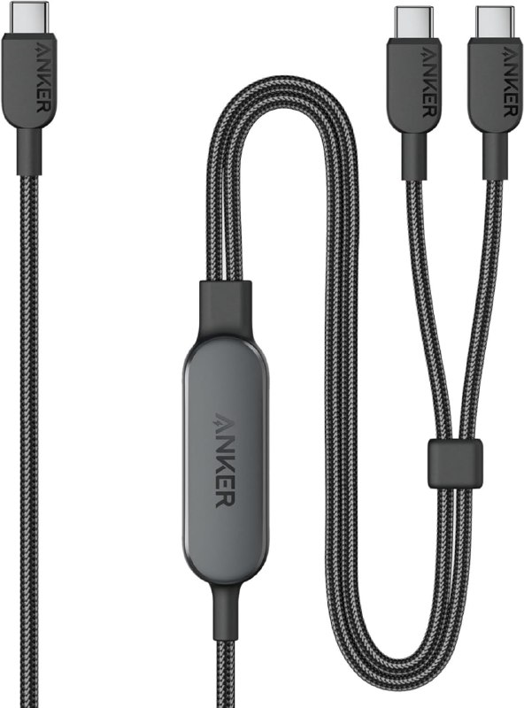 Anker 推出双头 USB-C 数据线，可同时为两个设备充电，售价 25 美元·支持 PD、PPS、PowerIQ 2.0 协议，但双口使用时不支持PPS；·仅连接一台设备时，充电功率最高可达140W；·同时给两台设备充电时，需要其中一台设备100W以上，总功率才能达到130W