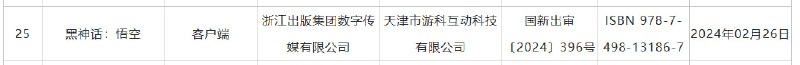 2 月版号更新，含《黑神话：悟空》等 146 款游戏