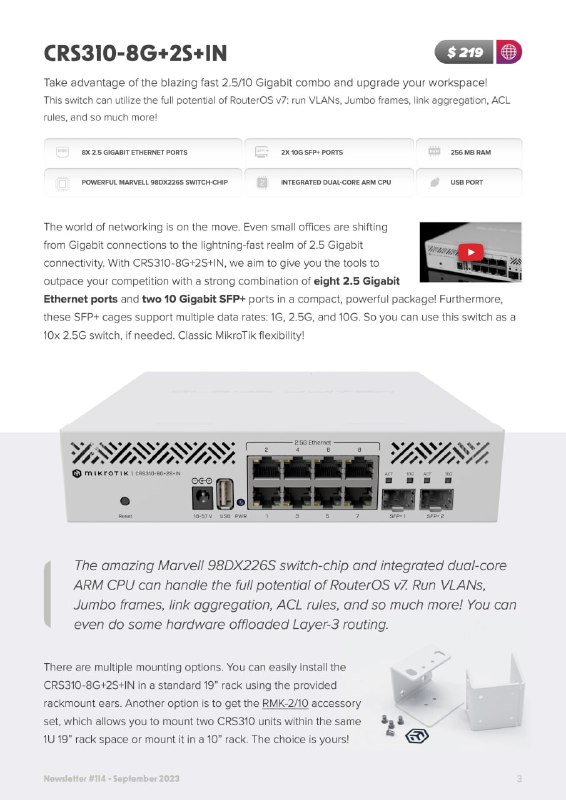 MikroTik 发布 CRS310-8G+2S+IN 交换机