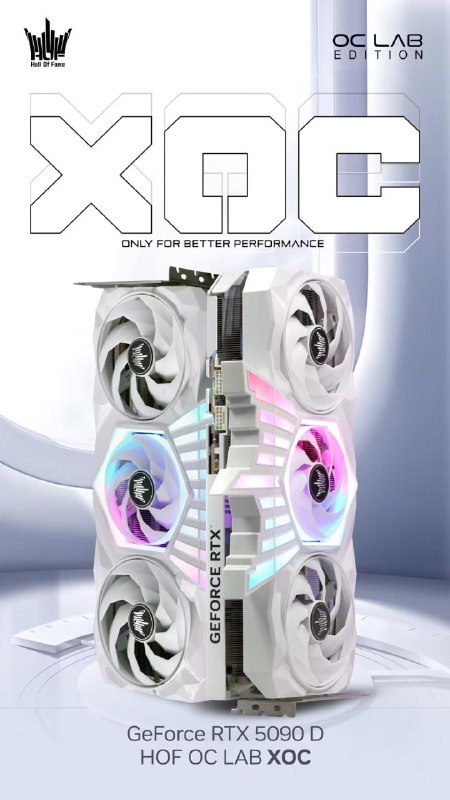 影驰 RTX 5090 D HOF OC Lab XOC 显卡外观公布：双 12V-2×6，即将上市