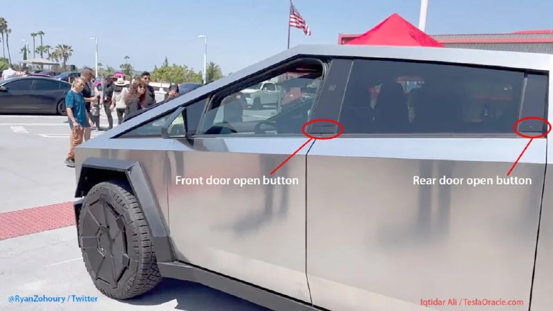特斯拉 Cybertruck 车门设计存在安全隐患，乘客手指被夹伤Cybertruck 没有门把手，而是使用开门按钮，其前门按钮恰好位于前后车门之间