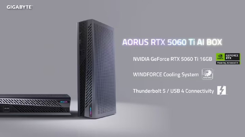 技嘉推出 AORUS RTX 5060 Ti AI BOX 显卡坞，配备 16GB 显存