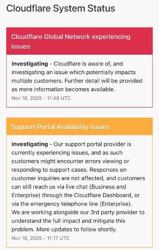 Cloudflare 疑似遭网络攻击，全球大量网站瘫痪======每家轮流崩今天到 cf 么