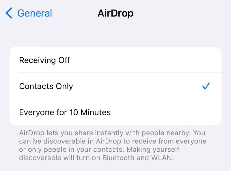 传iOS16.2最新测试版调整 Airdrop 功能，国行 iPhone 允许任何人 隔空投送 仅能开启10分钟